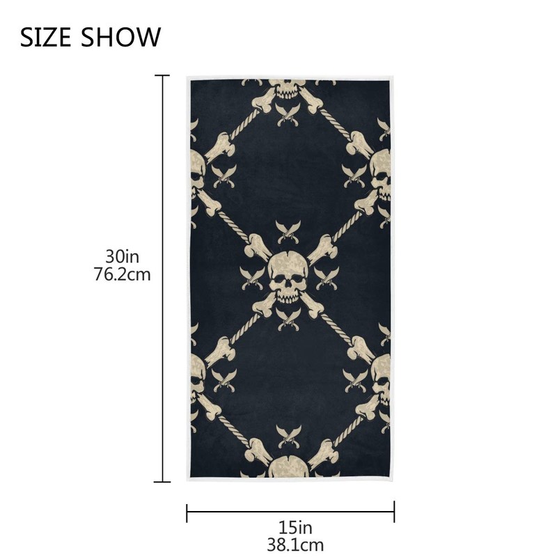Black Pirate Skulls Hand Towel Soft Towels for Bathroom, Hotel,
