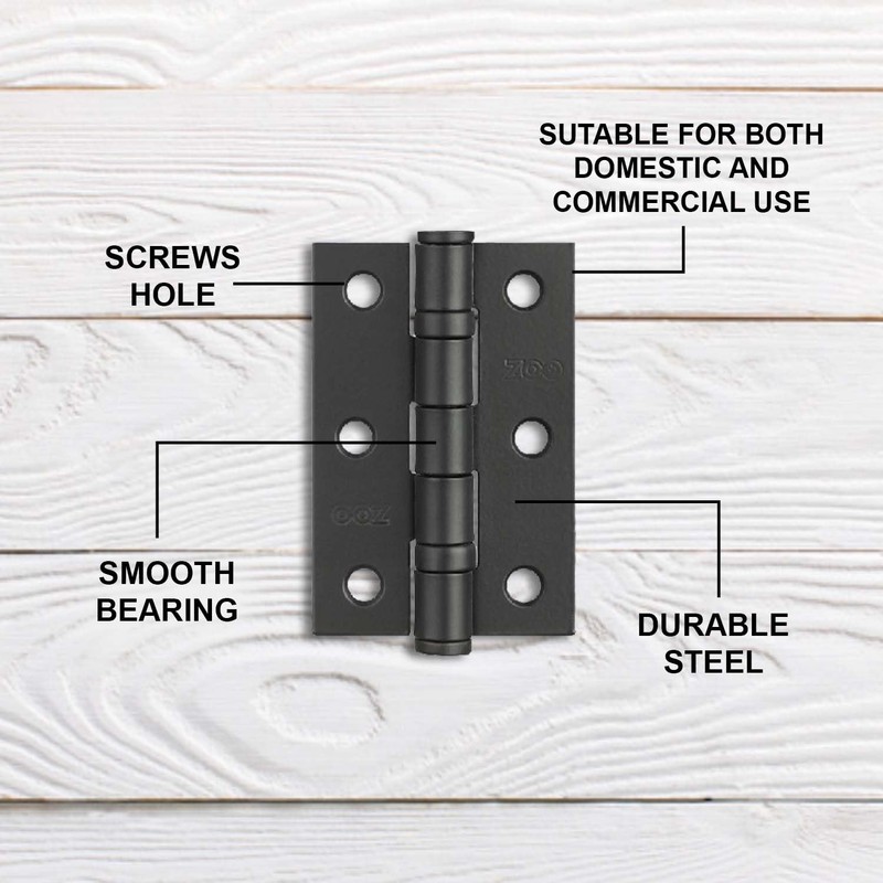 Primes DIY 4-Inch Black Ball Bearing Hinges – Heavy-Duty Steel