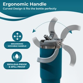 Lavish 30oz Travel Tumbler with Handle – Hot or Iced Drink Tumbler – Double Wall Stainless Steel Insulated Tumbler - Tumbler with 2-in-1 Lid and Straw - 100% BPA-Free - Car Coffee Cup (Navy Blue)