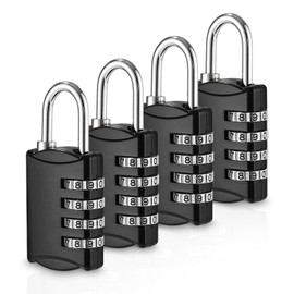 Pack of 4 Combination Padlocks, Small Combination Lock, Lock with Combination Code, Made of Zinc Alloy, Weatherproof, Combination Lock, 4 Digit, for School, Locker, Shed, Garden, Gym