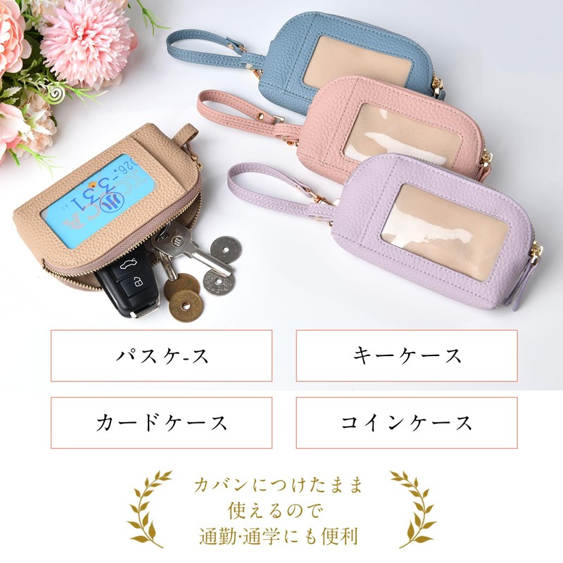 Pass Case with Reel, Key Case, Women's Smart Key Case,