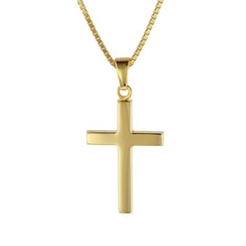 trendor Cross Gold 333 with Gold-Plated Venetian Chain Women's Necklace, Gold Pendant, Cross Pendant Made of Real Gold, Elegant Gift 08500, Gold