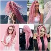 Wool Dreadlock Extensions 22 Inches Pink Double Ended Dreadlocks Extensions
