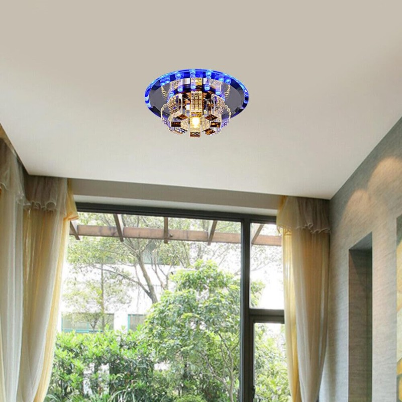 TFCFL White Modern K9 Crystal LED Ceiling Lamp Flush Mount