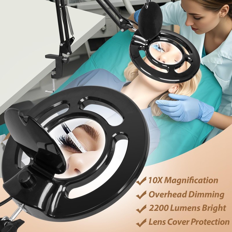HITTI Esthetician Light with 10X Magnifier, 2200 Lumens Stepless Dimmable