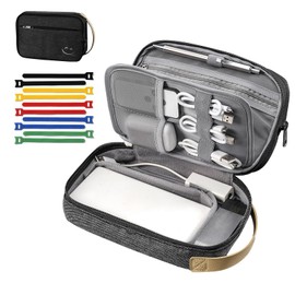 OrgaWise Cable Organiser Bag, Electronics Travel Organizer Accessories, Waterproof Universal Carry Travel Bag for Cords,Chargers Phone, Sd Card,Usbs (Black)