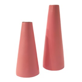 Set of 2 Tealight Holders in Pink Lacquered Wood (d. 6.5 cm x h. 14.5 cm - d. 7 cm x h. 20 cm)