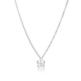 Molly Brown London Sterling Silver Butterfly Necklace For Girls With White Topaz. Dainty Teenage Jewellery Ideal for Birthday Gift, Flower Girl Gifts