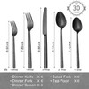 KINGSTONE 30 Pcs Black Hammered Silverware Set for 6, 18/10