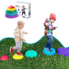 Yozoia Stepping Stones for Kids, 5pcs Non-Slip Balance Stepping Stones, Plastic Toddler Stepping Stones for Promoting Toddler’s Coordination Skills Sensory Play Equipment, Toddler Toys for Age 3+Years