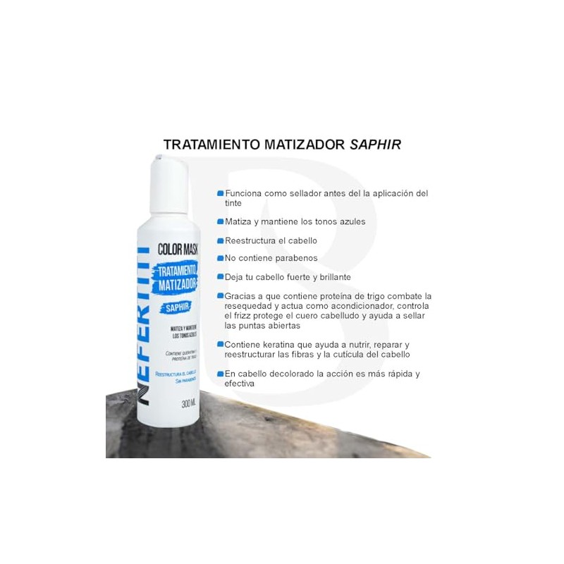 Tratamiento Matizador Azul Nefertiti Saphir Con Keratina para el Cabello