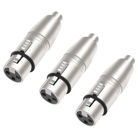 Lrbners XLR Female to RCA Female Adapter, 3pin XLR Professional Audio Converter for Mixers, Amplifiers & Home Theater Systems 3-Pack