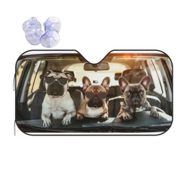 HSYOYO Windshield Sun Shade for Car Trucks SUV French Bulldog Funny Retractable Front Window Sun Visor Foldable Sunshade Protector for Car Windshield Keep Your Vehicle Cool 55 X 29.9Inch