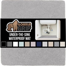 Gorilla Grip Quick Dry Waterproof Under Sink Mat Liner, Slip Resistant, Non-Adhesive, Absorbent Mats for Below Sinks, Durable Shelf Liners to Protect Cabinets, Machine Washable, 24x30, Light Gray