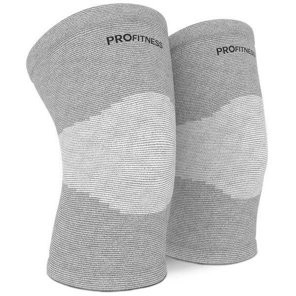 ProFitness Bamboo Knee Sleeve for Joint Pain Improved Circulation Compression - Effective Support for Running, Jogging,Workout, Walking, Hiking and Recovery (X-Large, Gray)