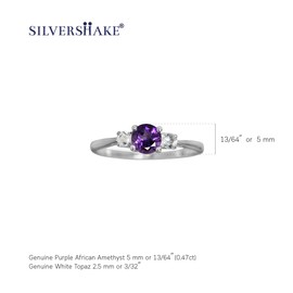 Silvershake Petite Natural African Amethyst and White Topaz 925 Sterling Silver Ring Size 10