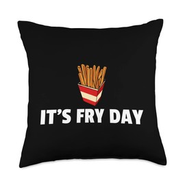 French Fries Lover Day French Fries Extra Hot Fry Throw Pillow, 18x18, Multicolor