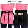 Waitress Apron, Server Apron with 3 Pockets, Waterproof Black Waiter