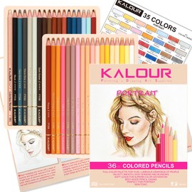 KALOUR PDAS 36 Skin Tones Colored Pencils Portrait Set Oil Based Pre-sharpened Drawing Pencils for Beginner Adult Artist Coloring Book Drawing Sketching Art Project, With Light Fast Ratings
