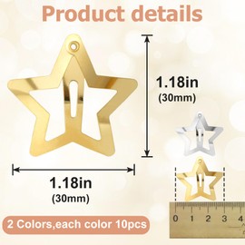 Mxxipp 20pcs Star Hair Clips for Women, Non-Slip Metal Star Snap Barrettes, Y2K Hairstyle Accessories for Women Thick Thin Fine Straight Curly Long Short Hair- Gold & Silver