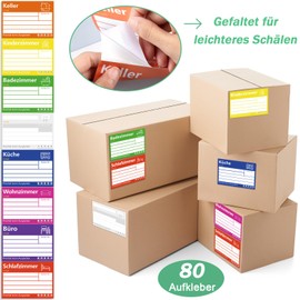 Gicare Große Umzugsetiketten im XL-Format-15x10cm, 80 Stück Umzugsaufkleber zum Beschriften von Umzugskartons, Bunte Etiketten Selbstklebend Sticker Universal Klebeetiketten für Übersicht beim Umzug-8 Farben