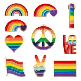 WANDIC Rainbow Brooch Pin Set Lapel Pins Rainbow Lapel Pins Pride Brooch for Sweaters Scarves Dresses Bags, Metal