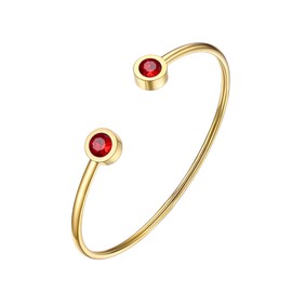 PROSTEEL July Adjustable Birthstone Ruby Cuff Bracelet 18K Stainless Steel Red Crystal Bangle Bridesmaid Women Jewelry