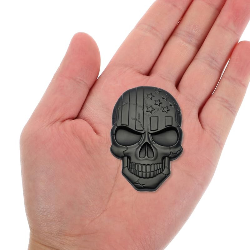 WOONEKY Emblema Decorativo De Calavera 3d Pegatinas De Zinc Para
