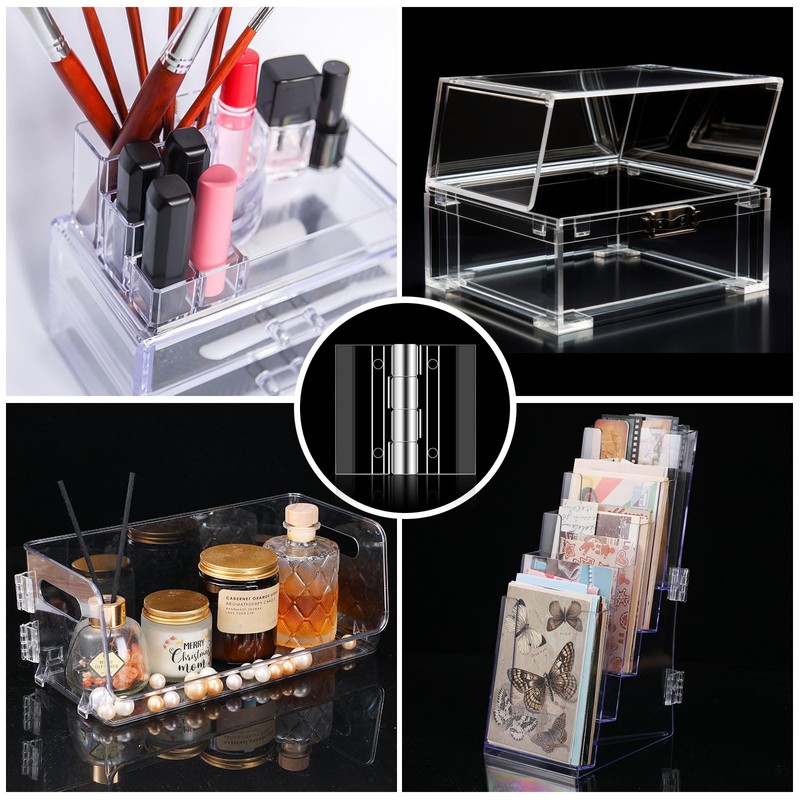 20 Pieces Acrylic Hinges Clear Acrylic Mini Hinge Transparent Plastic