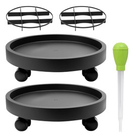 YUFDA 2Pack 12.4'' Plant Caddy with Wheels, Plant Stand Dolly for Heavy Planter,Wheeled Planter Saucer Tray,Rolling Plant Stand,Heavy-Duty Plant Caddy with Casters for Indoor and Outdoor(Black)