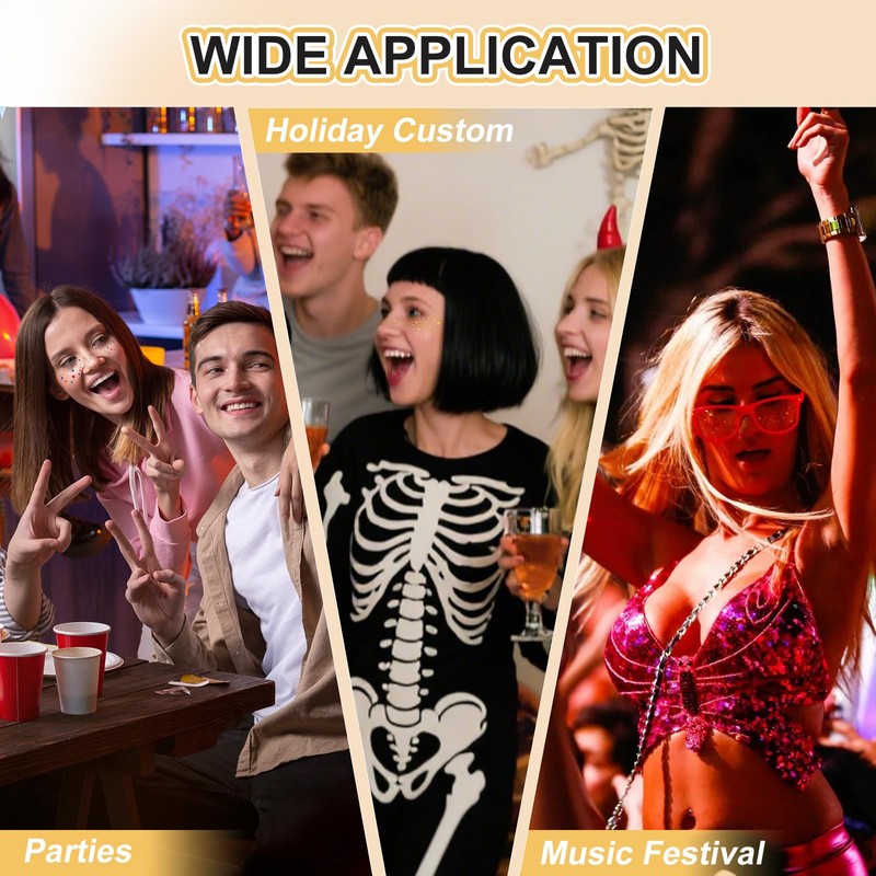 14PCS Glitter Freckles Face Tattoo Gold + Silver Face Makeup