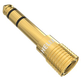 Helix Five Headphone Adapter – 3.5mm to 6.35mm Audio Jack Converter - 1/4 Inch Stereo Jack Plug - Gold-Plated 3.5 to 1/4 Adapter for Headphones, Amps, Mixers, Instruments, Aux, Phono (Single)