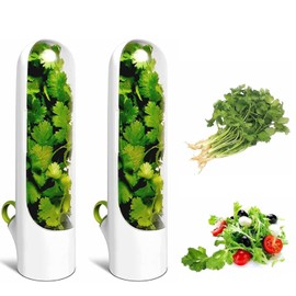 WADY Taza premium de conservación de vainilla fresca, protector de hierbas, almacenamiento para refrigerador, conservador de hierbas, cilantro, menta, perejil, espárragos, reutilizables (Blanco 2PCS)