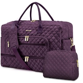 Travel Duffle Bag Weekender for Women - Carry-On Overnight Bag Personal Item Bag with Shoe Compartment & Wet Pocket Large Weekend Tote Bags with Toiletry Bag Hospital Bags for Labor and Delivery