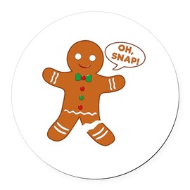 CafePress Oh Snap Gingerbread Man 5.5" Round Car Magnet Magnetic Bumper Display