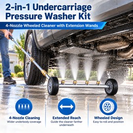 2-in-1 Undercarriage Pressure Washer Kit with Extension Wands – 4000 PSI Reversible 4-Nozzle Cleaner for Cars, SUVs & Trucks