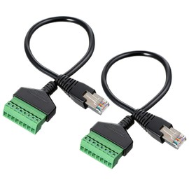 FdcZeyxior 2 Packs RJ45 Breakout, RJ45 Male to 8 Pins Screw Terminal Connector Ethernet Terminal Adaptor Connector for Cat7/Cat6/Cat5/Cat5e Ethernet Extender CCTV Digital