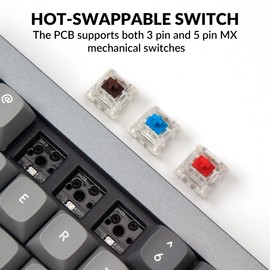 Keychron Q7 Wired Custom Mechanical Keyboard, 70% Layout QMK/VIA Programmable Macro with Hot-swappable Gateron G Pro Blue Switch Double Gasket Compatible with Mac Windows Linux (Grey)