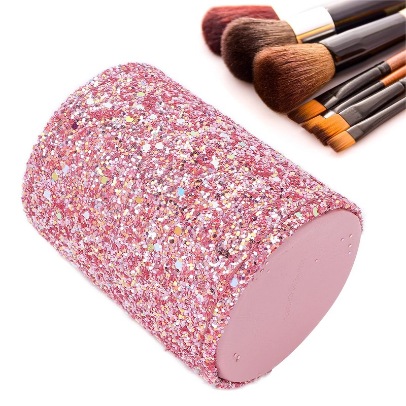 Makeup Brush Holder, Large Capacity Round Handcrafted Cosmetics Brushes Storage