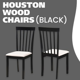Kings Brand Furniture - Set of 4 Wood Dining Chairs - Upholstered Modern Dining Room Kitchen Armless Side Chair, Black
