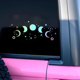 Moon Phases Car Decal Funny Star, Inspiration Positive, Bookish Humor Car Window Mirror Decal Accessories Affirmations Funny Vinyl Waterproof 8 Inches Bumper Sticker Gifts for Mom Dad Friend