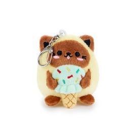balvi Fluffy Kawaii Minty Keyring Yellow Fluffy Soft Ice Cream Loving Cat Pol, multicoloured
