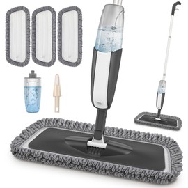 MANGOTIME Spray Mop for Floor Cleaning - Microfiber Dry Wet Floor Mop with 3 Washable Pads & 1 Refillable Bottle for Hardwood Laminate Tile Wood Vinyl Ceramic