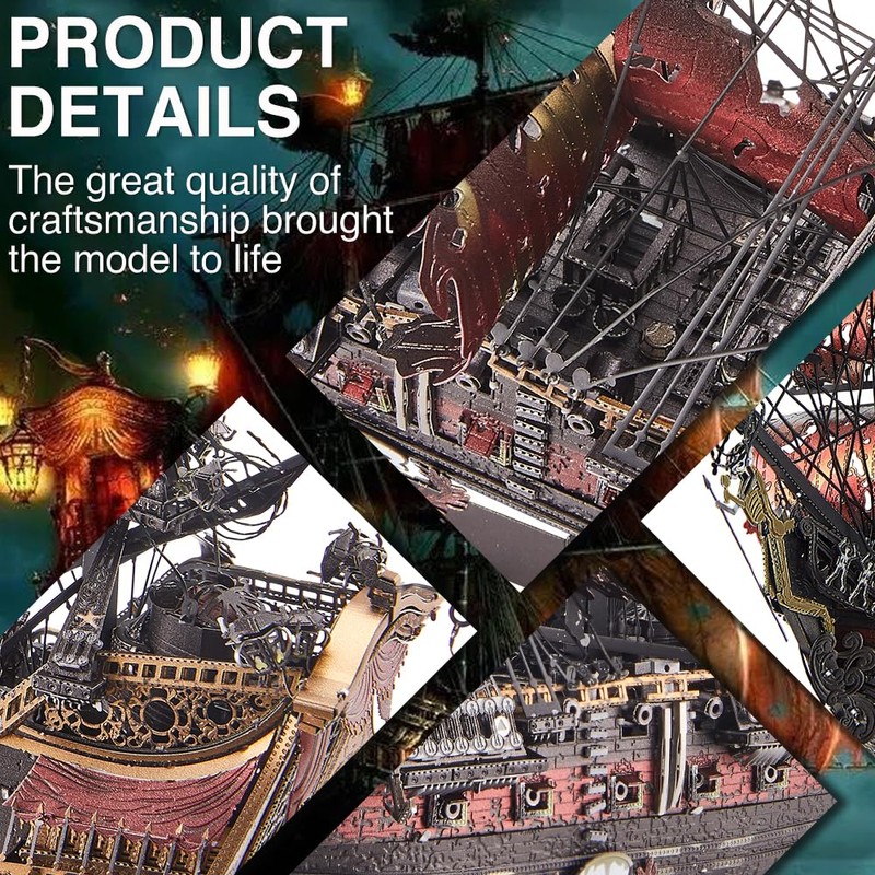 Piececool 3D Metal Puzzles for Adults, Red Queen Anne's Revenge