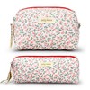 Zeyune 2 Pcs Quilted Makeup Bag Cotton Floral Cosmetic Bag