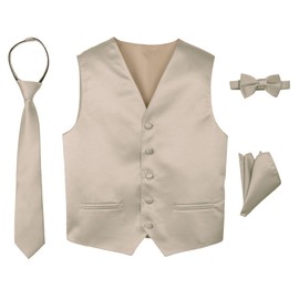 Spring Notion Chaleco de esmoquin de satén para niño de 4 piezas, Champán, 3 Años