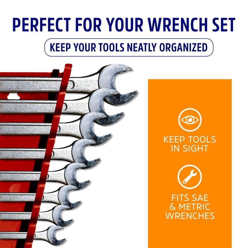 Protoco 1030 Standard 12 Piece Wrench Rack, Tool Organizer for