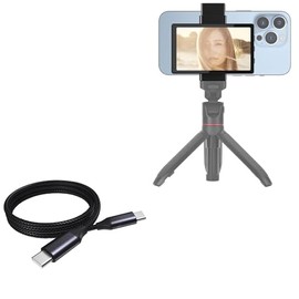 BoxWave Cable Compatible with Newmowa Vlog Monitor Screen - DirectSync PD Cable (3ft) - USB-C to USB-C (100W), Type C Braided Charge and Fast Sync - Jet Black