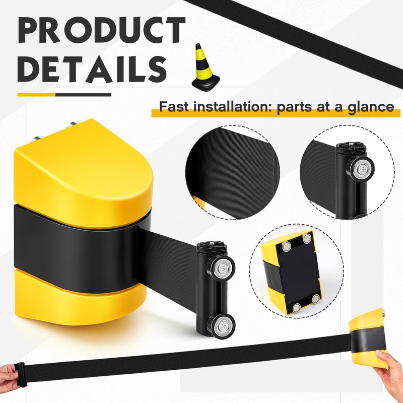 Barydat 2 Pcs 16.4 ft Magnetic Retractable Wall Barrier, Wall