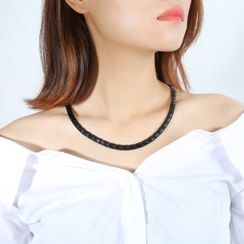 Rockyu Stainless Steel Necklace, Popular Necklace, Stainless Steel Hypoallergenic, Men’s, Women’s, Unisex, Black, Magnetic, Necklace, Luxurious, Birthday, Gift